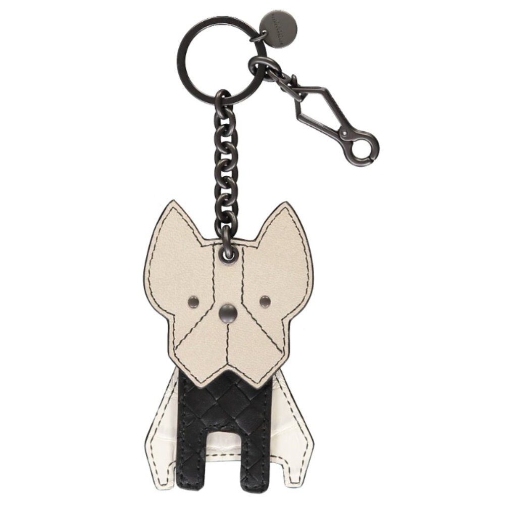 Bottega Veneta Chain & Leather Dog Key Ring - Beige (New)